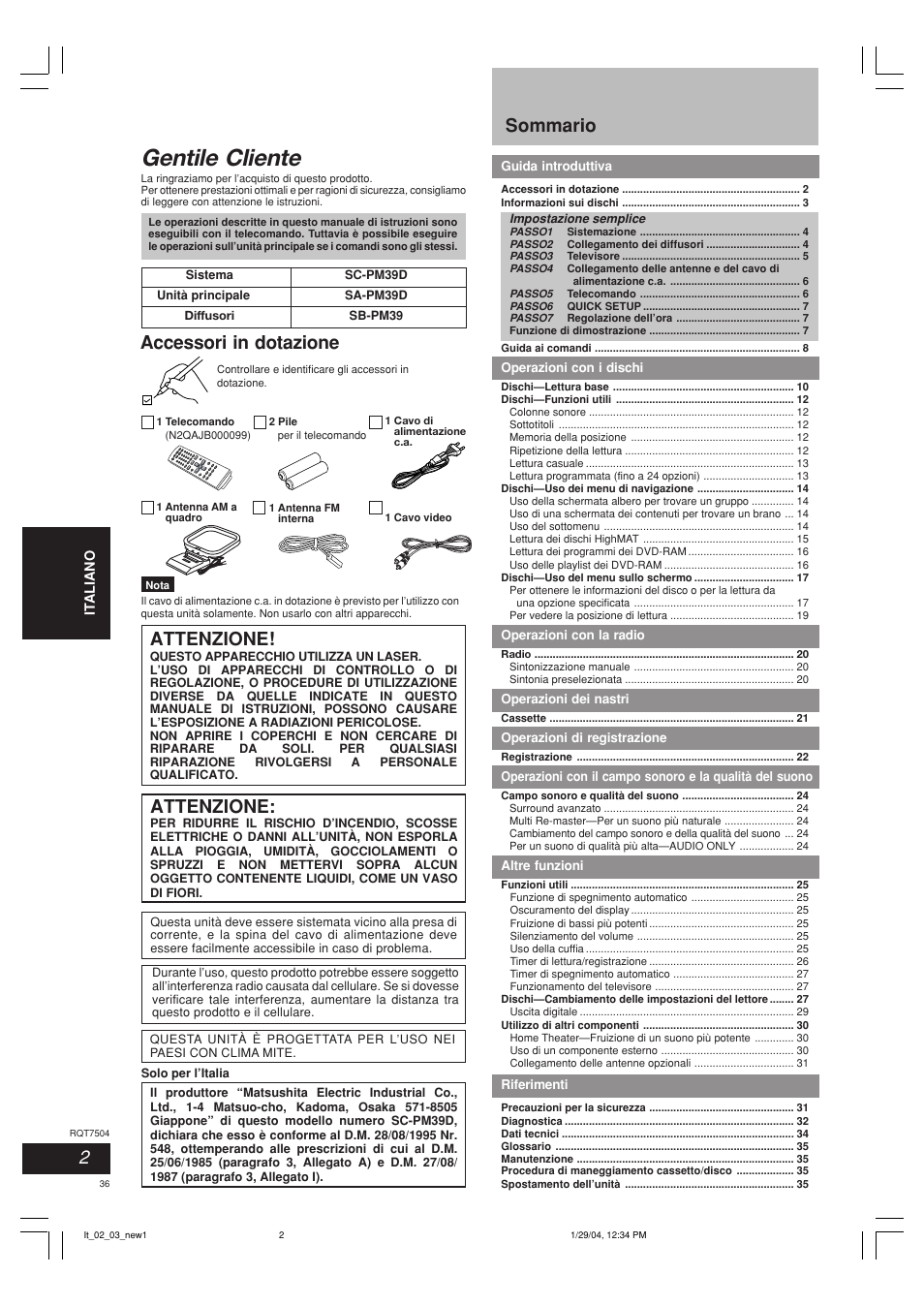 Panasonic SCPM39D User Manual | Page 36 / 104