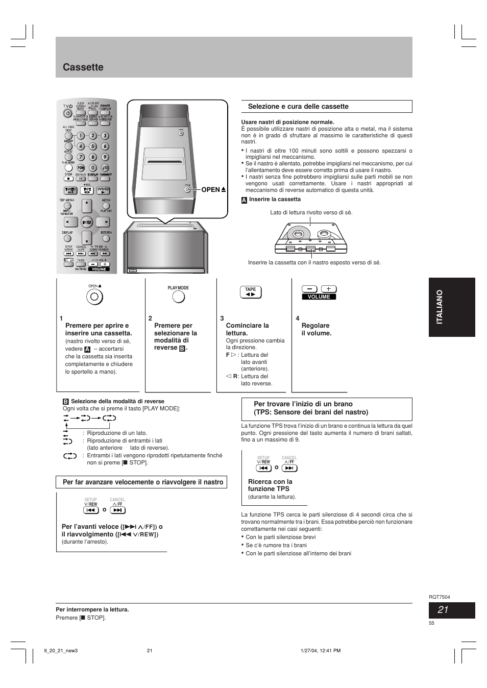 Cassette | Panasonic SCPM39D User Manual | Page 55 / 104