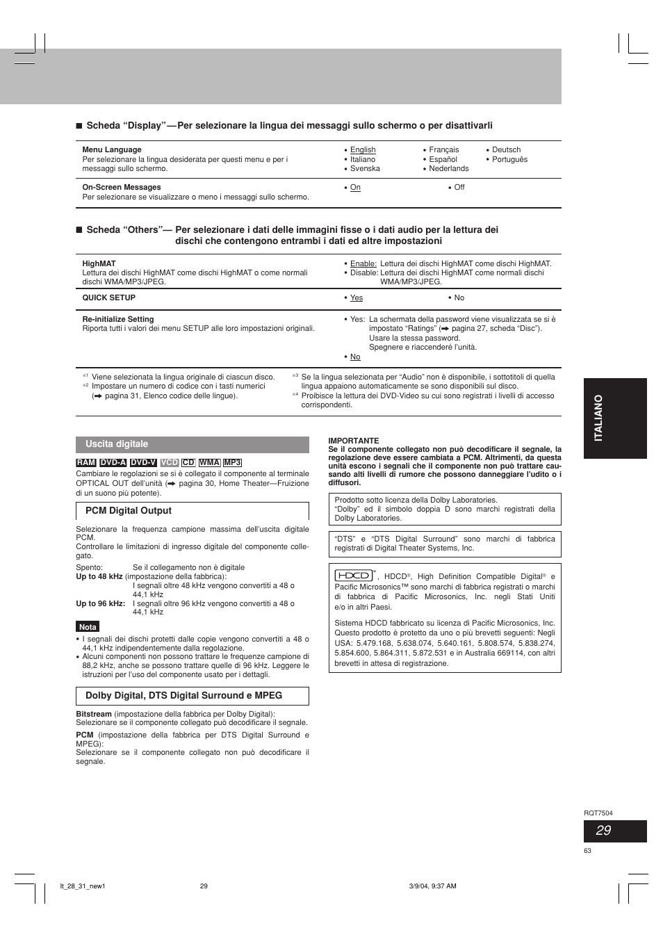Panasonic SCPM39D User Manual | Page 63 / 104
