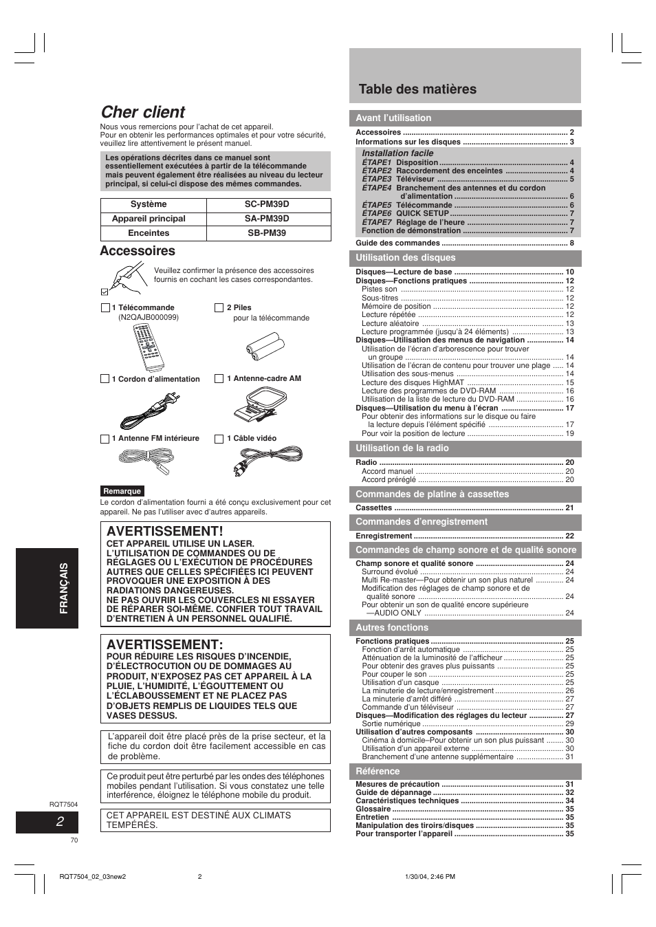 Panasonic SCPM39D User Manual | Page 70 / 104