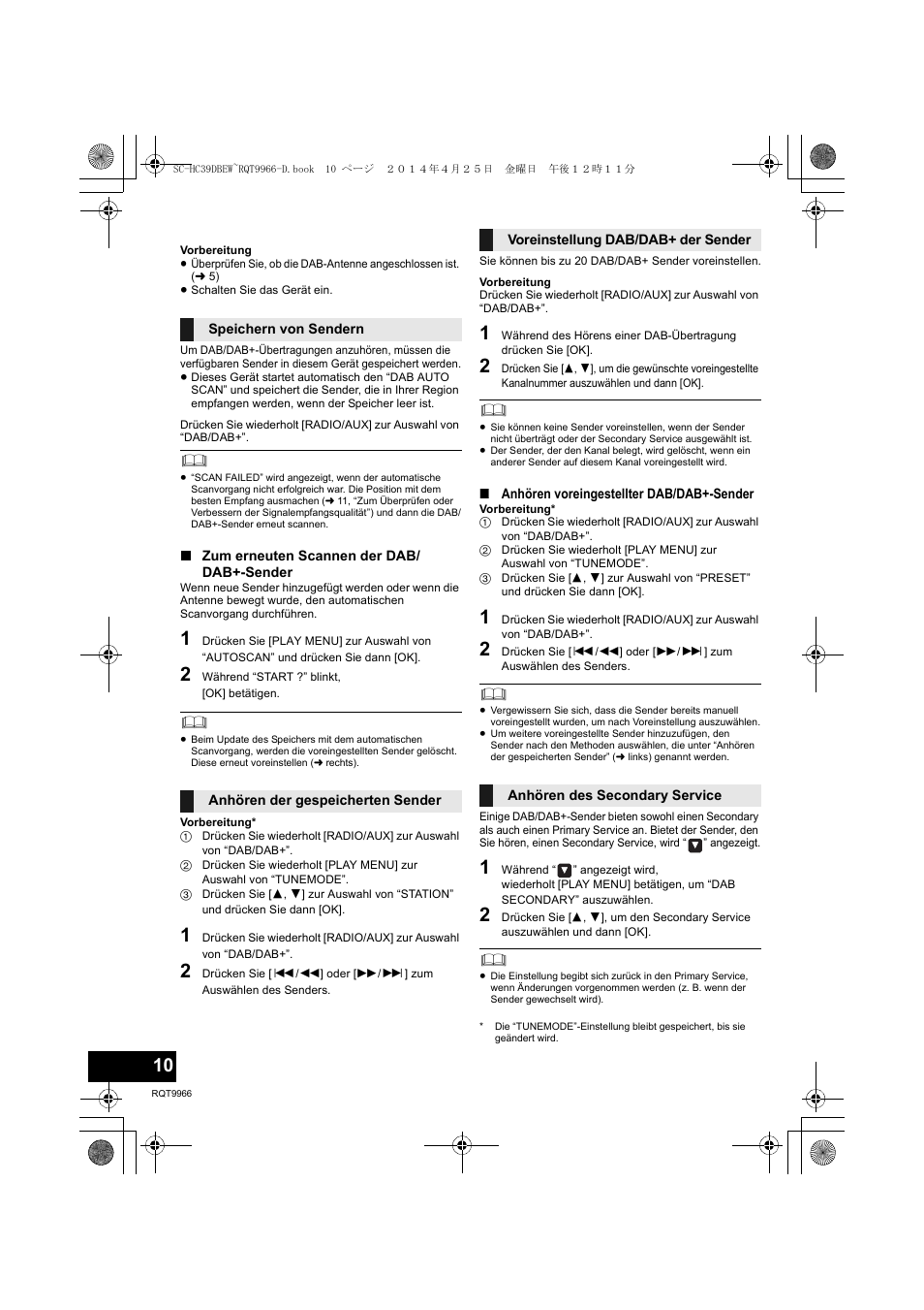 Sie hören dab/dab | Panasonic SCHC39DBEW User Manual | Page 10 / 64