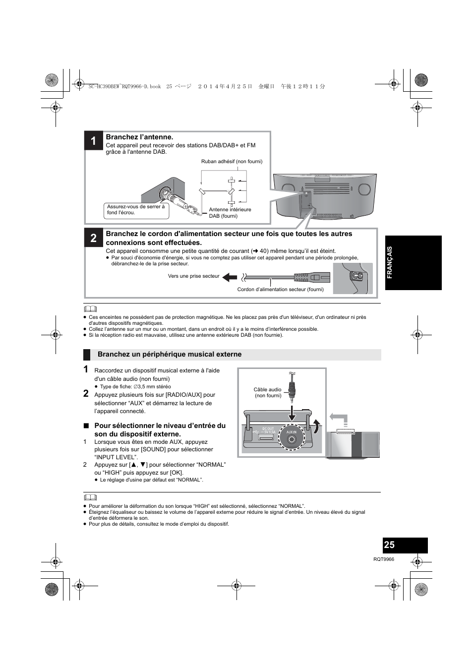 Connexions | Panasonic SCHC39DBEW User Manual | Page 25 / 64