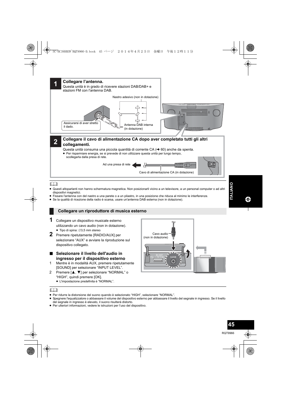 Connessioni | Panasonic SCHC39DBEW User Manual | Page 45 / 64