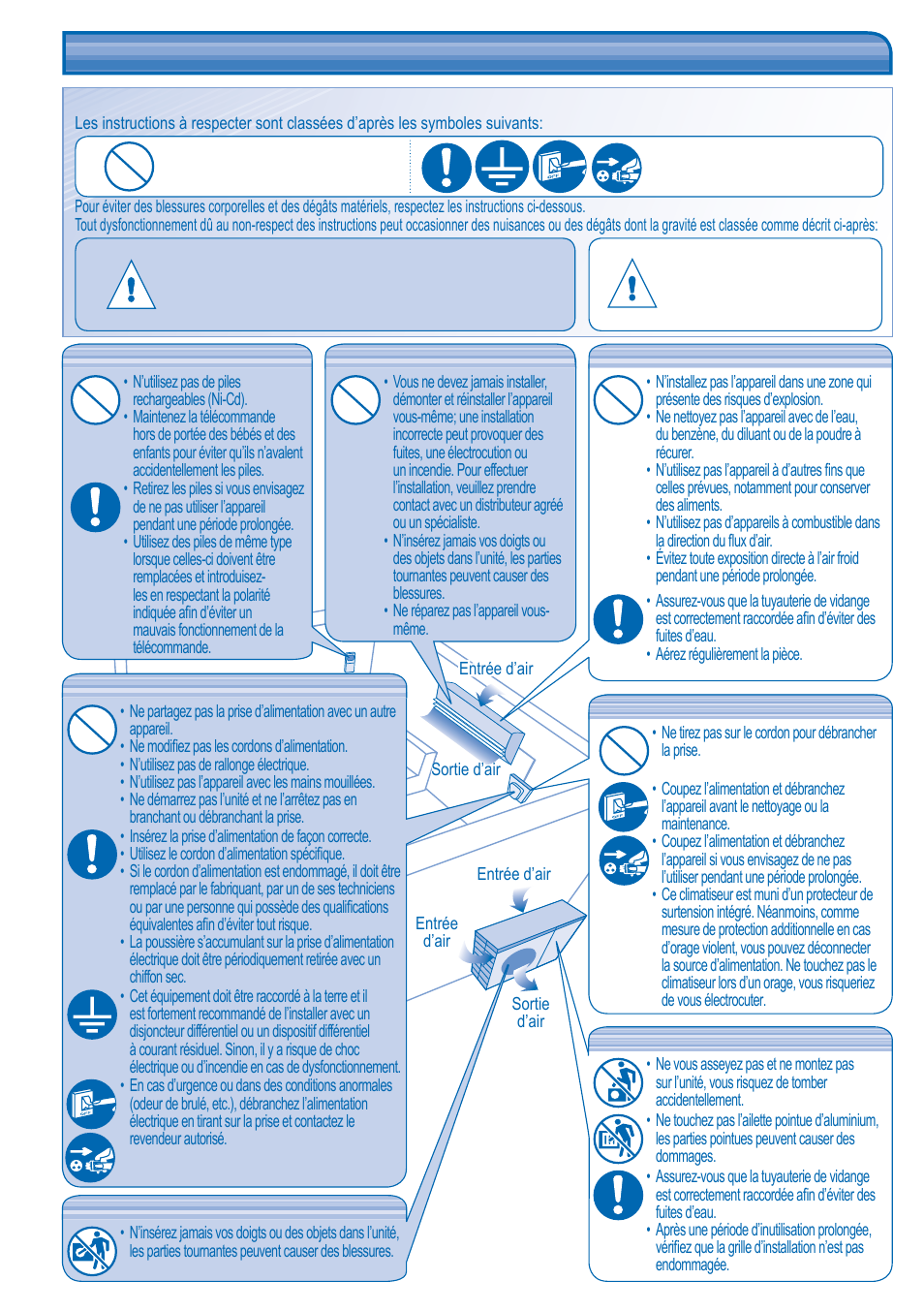 Consignes de sécurité | Panasonic CUPW18GKX User Manual | Page 2 / 8