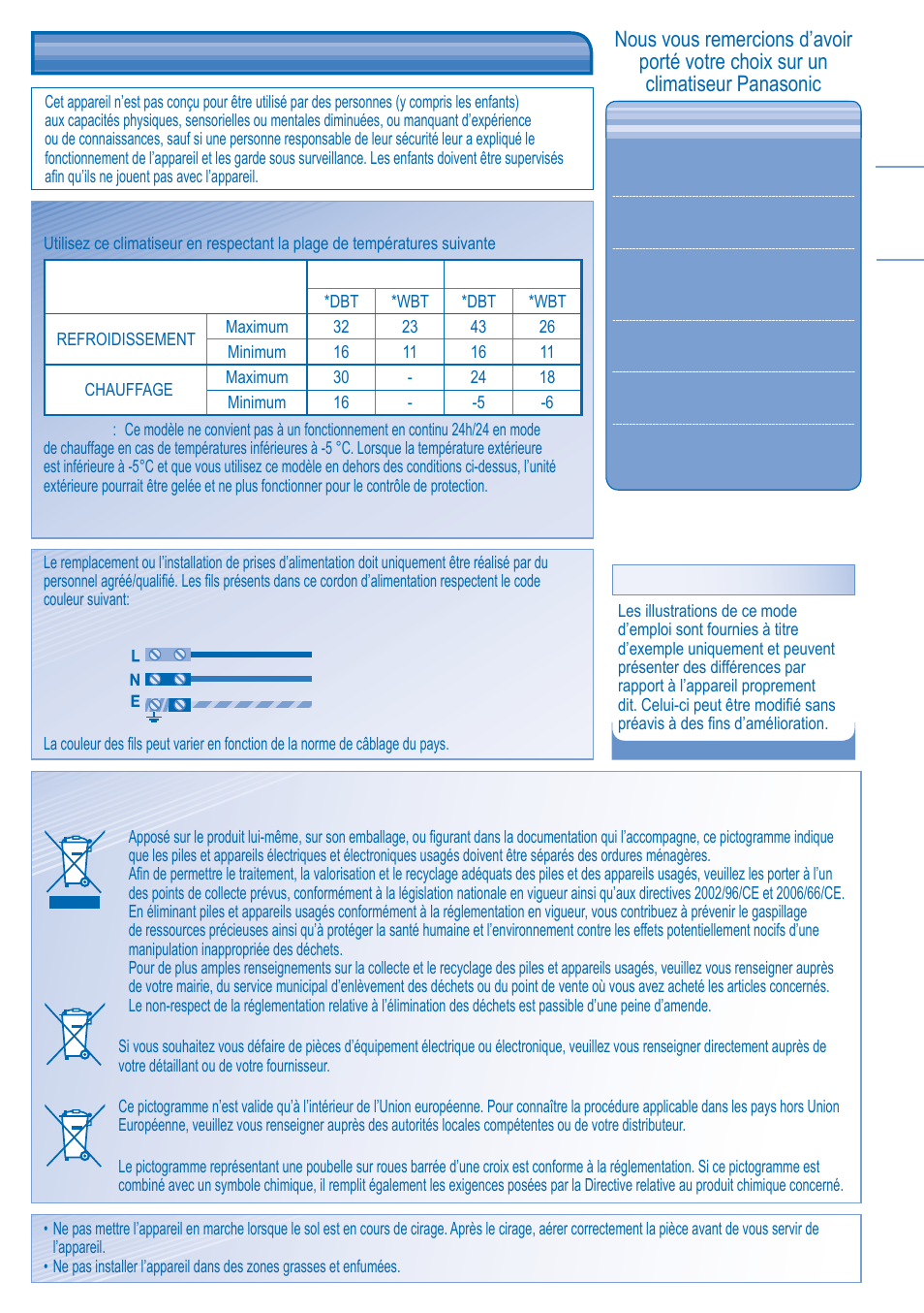 Information réglementaire | Panasonic CUPW18GKX User Manual | Page 3 / 8