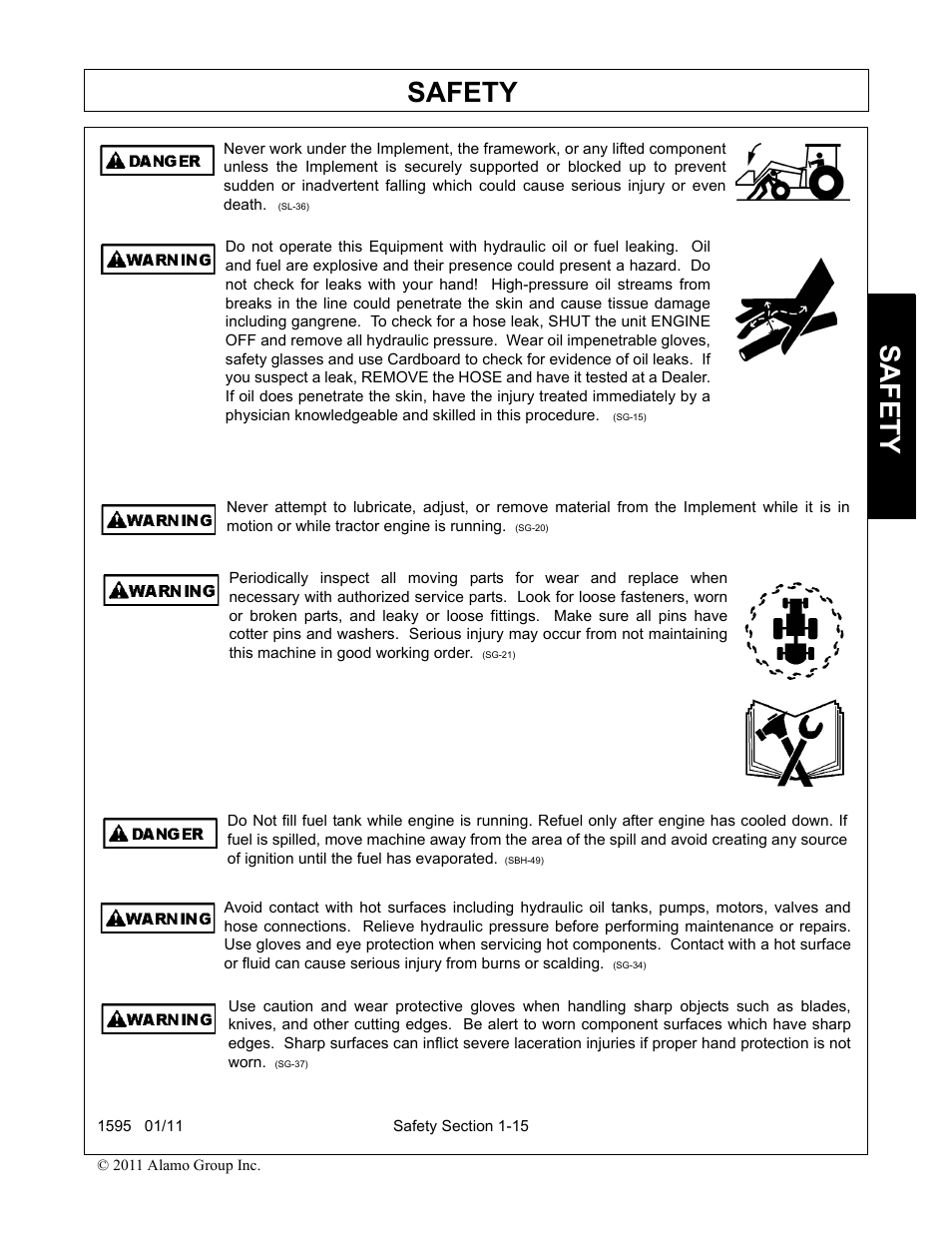 Safety | Alamo 1595 User Manual | Page 19 / 102