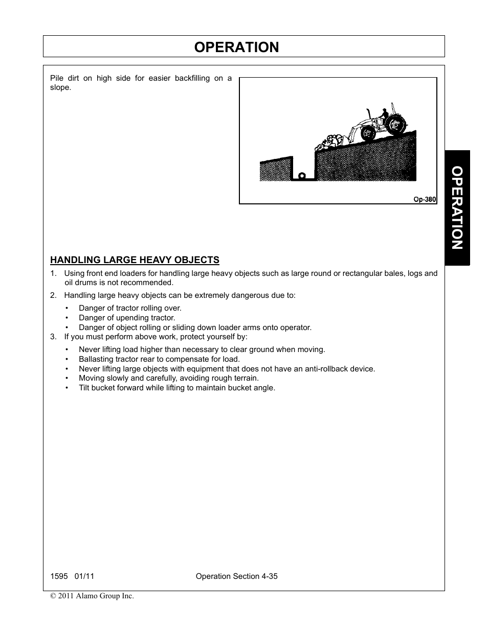 Handling large heavy objects, Operation, Opera t ion | Alamo 1595 User Manual | Page 79 / 102