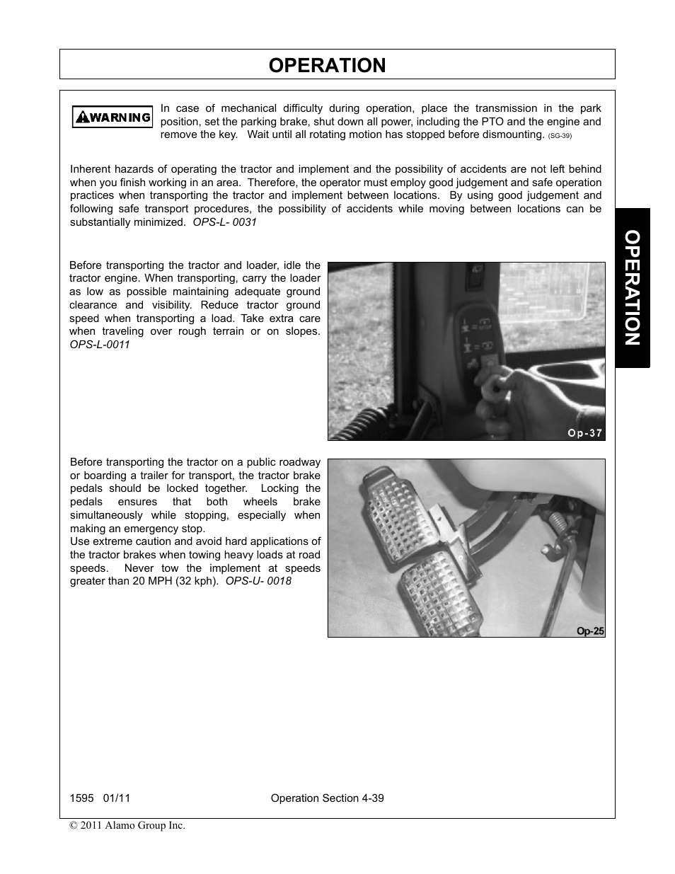 Operation, Opera t ion | Alamo 1595 User Manual | Page 83 / 102