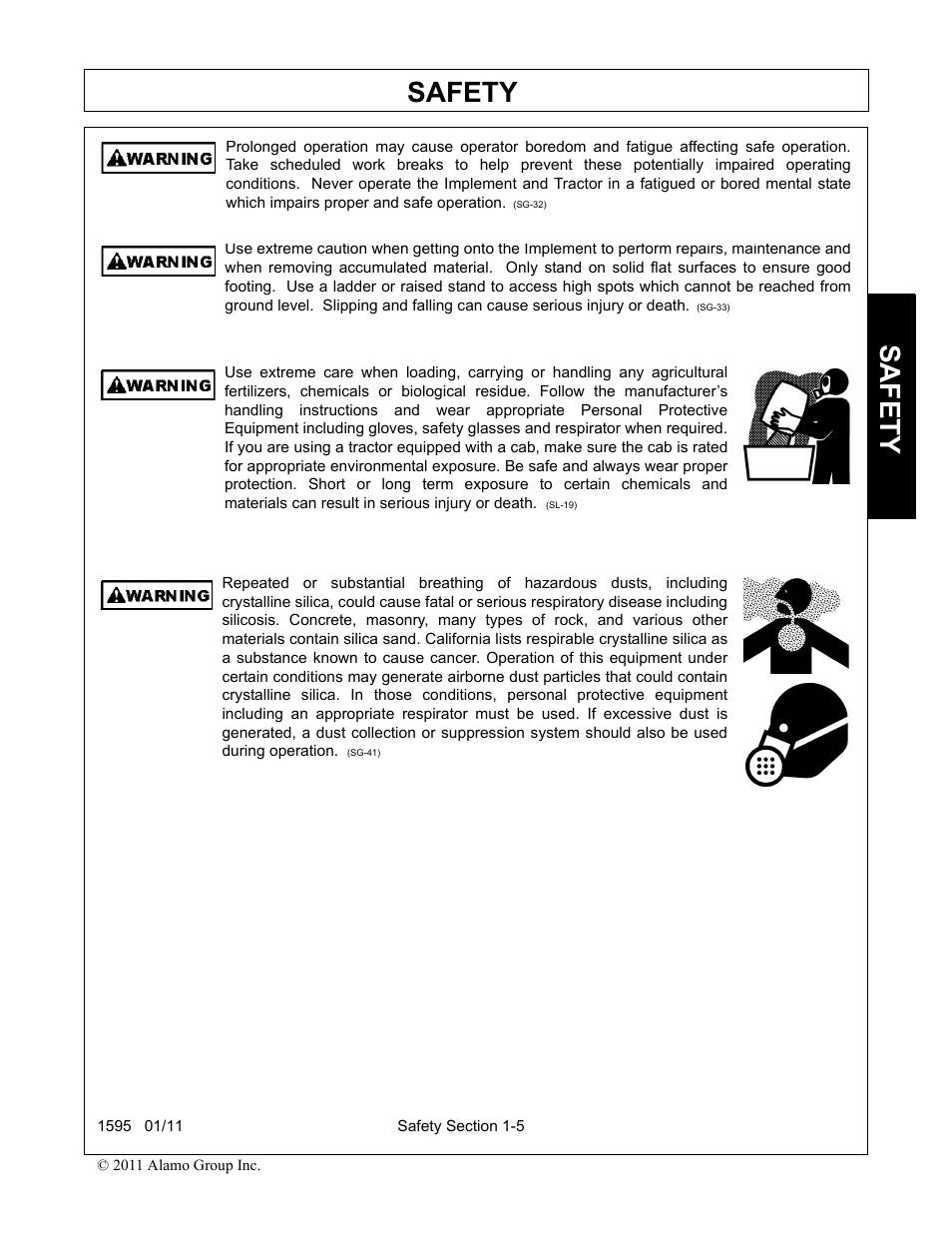 Safety | Alamo 1595 User Manual | Page 9 / 102