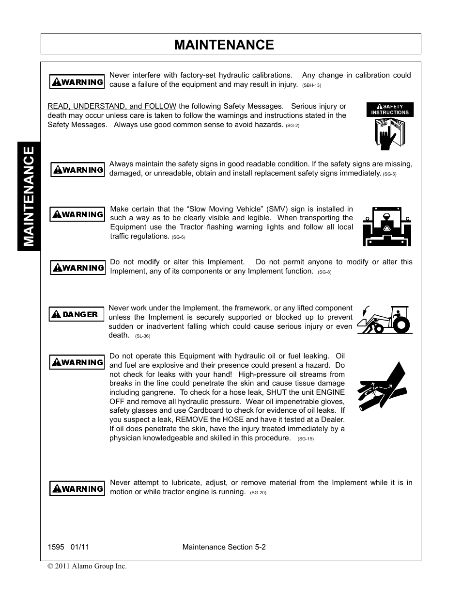 Maintenance | Alamo 1595 User Manual | Page 90 / 102