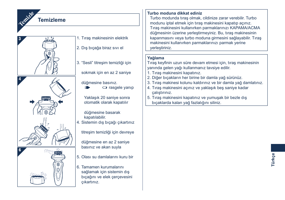 Temizle, Temizleme | Panasonic ES8101 User Manual | Page 107 / 116