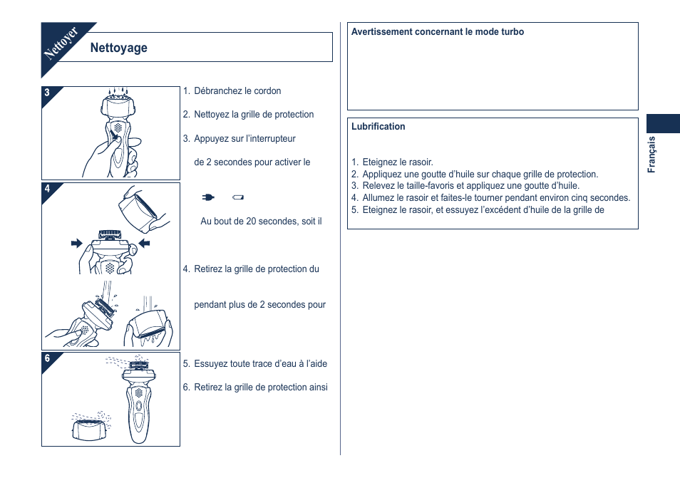 Nettoyer, Nettoyage | Panasonic ES8101 User Manual | Page 17 / 116