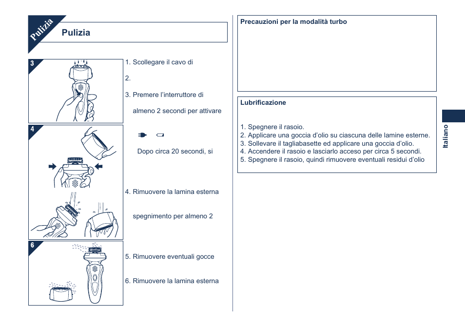 Pulizia | Panasonic ES8101 User Manual | Page 23 / 116