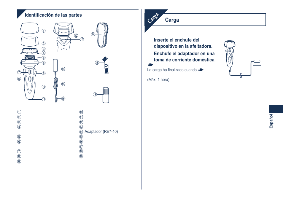 Carga | Panasonic ES8101 User Manual | Page 33 / 116