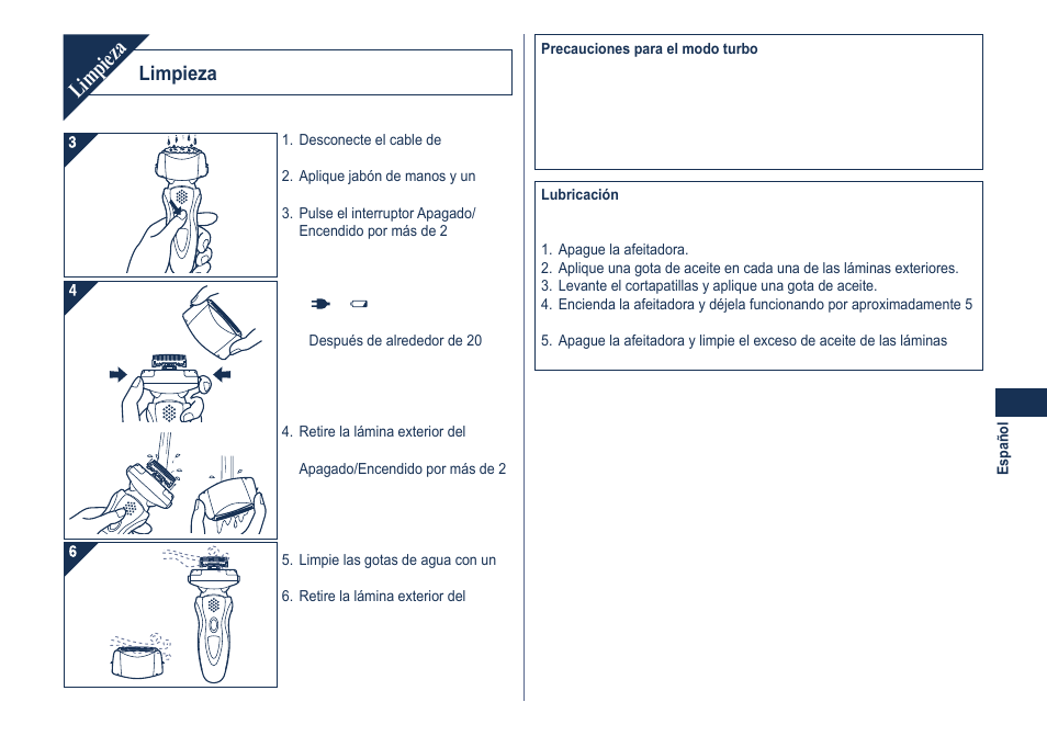 Limpieza | Panasonic ES8101 User Manual | Page 35 / 116