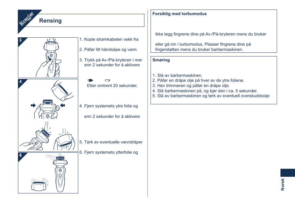 Rengjør, Rensing | Panasonic ES8101 User Manual | Page 53 / 116