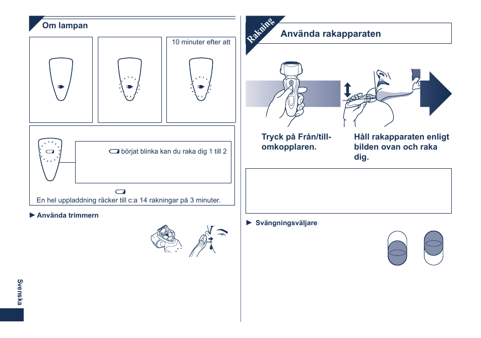 Rakning | Panasonic ES8101 User Manual | Page 58 / 116