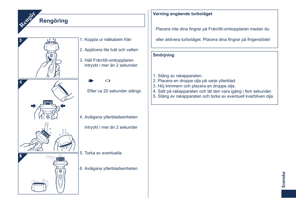 Rengör, Rengöring | Panasonic ES8101 User Manual | Page 59 / 116