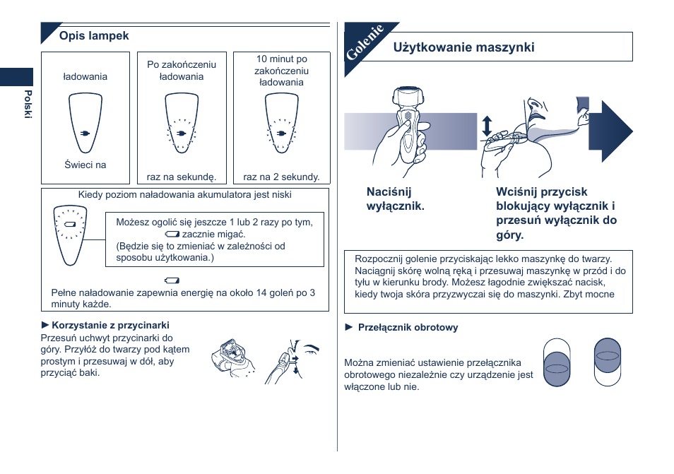 Golenie | Panasonic ES8101 User Manual | Page 70 / 116