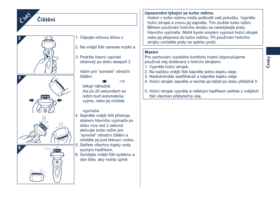 Čistý, Čištění | Panasonic ES8101 User Manual | Page 77 / 116