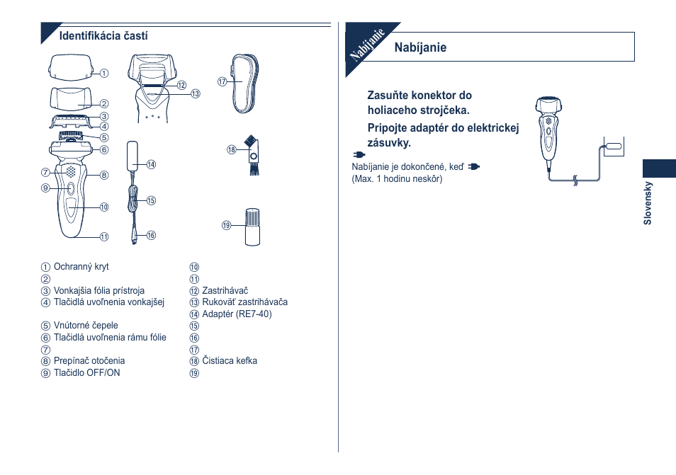 Nabíjanie | Panasonic ES8101 User Manual | Page 81 / 116