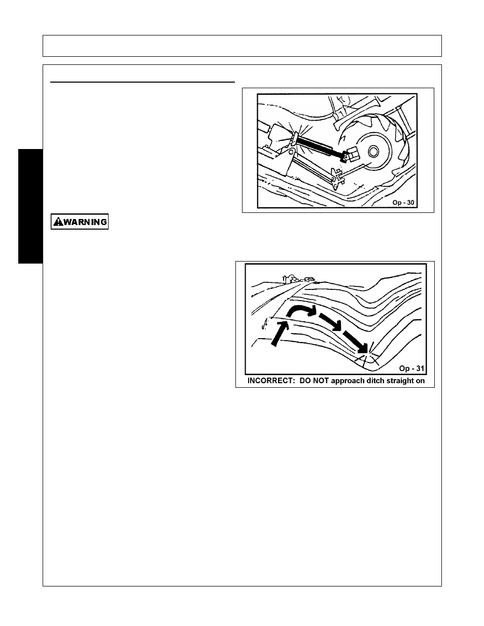 5 crossing ditches and steep inclines, Crossing ditches and steep inclines -26, Operation | Opera t ion | Alamo RHINO TX235 User Manual | Page 120 / 150
