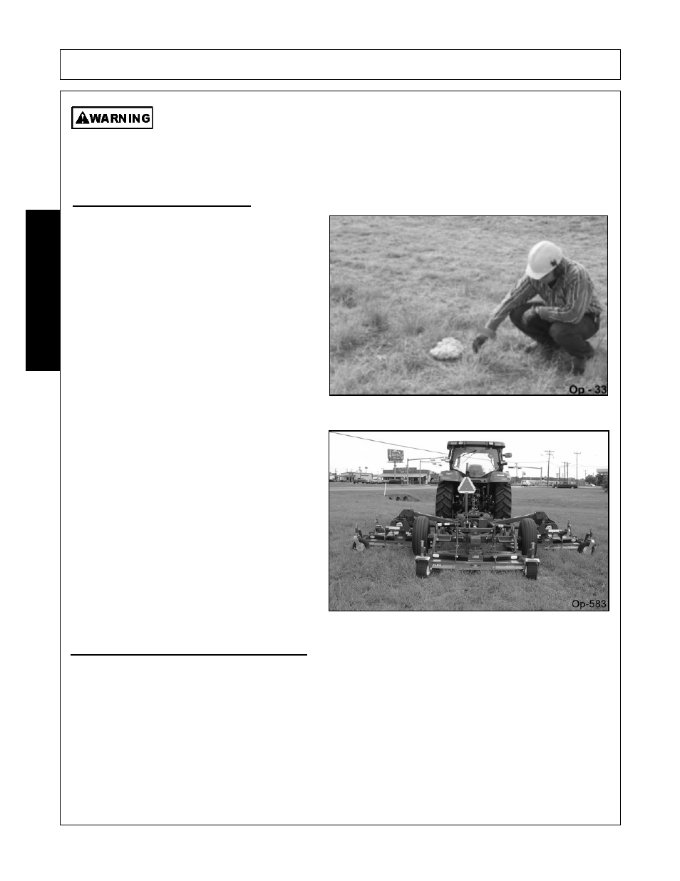 1 foreign debris hazards, 2 bystander/passerby precautions, Operation | Opera t ion | Alamo RHINO TX235 User Manual | Page 122 / 150
