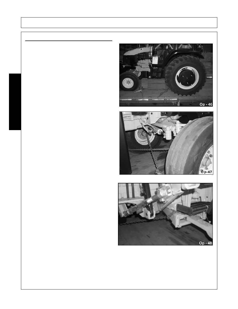 2 hauling the tractor and implement, Hauling the tractor and implement -38, Operation | Opera t ion | Alamo RHINO TX235 User Manual | Page 132 / 150