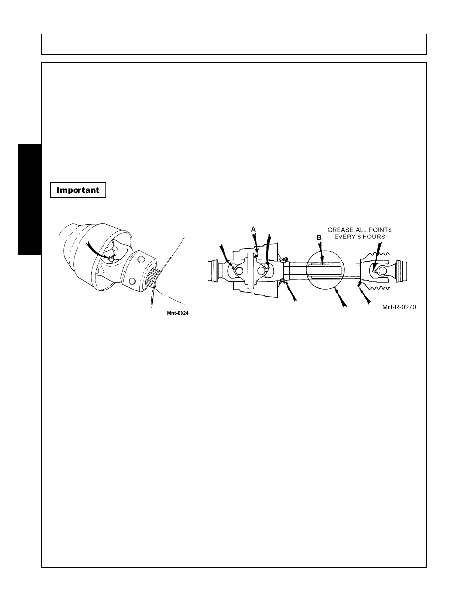 Driveline lubrication, Cv driveline profile lubrication, Maintenance | Alamo RHINO TX235 User Manual | Page 142 / 150