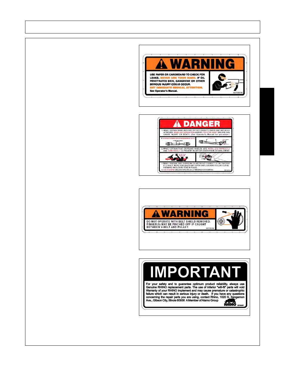 Safety | Alamo RHINO TX235 User Manual | Page 25 / 150