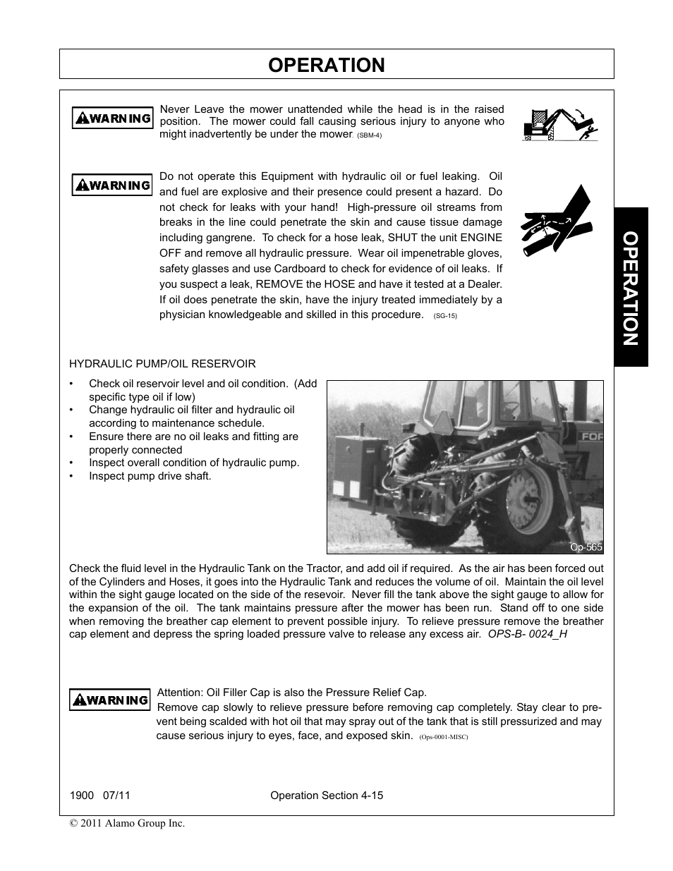 Operation, Opera t ion | Alamo RHINO 1900 User Manual | Page 125 / 198