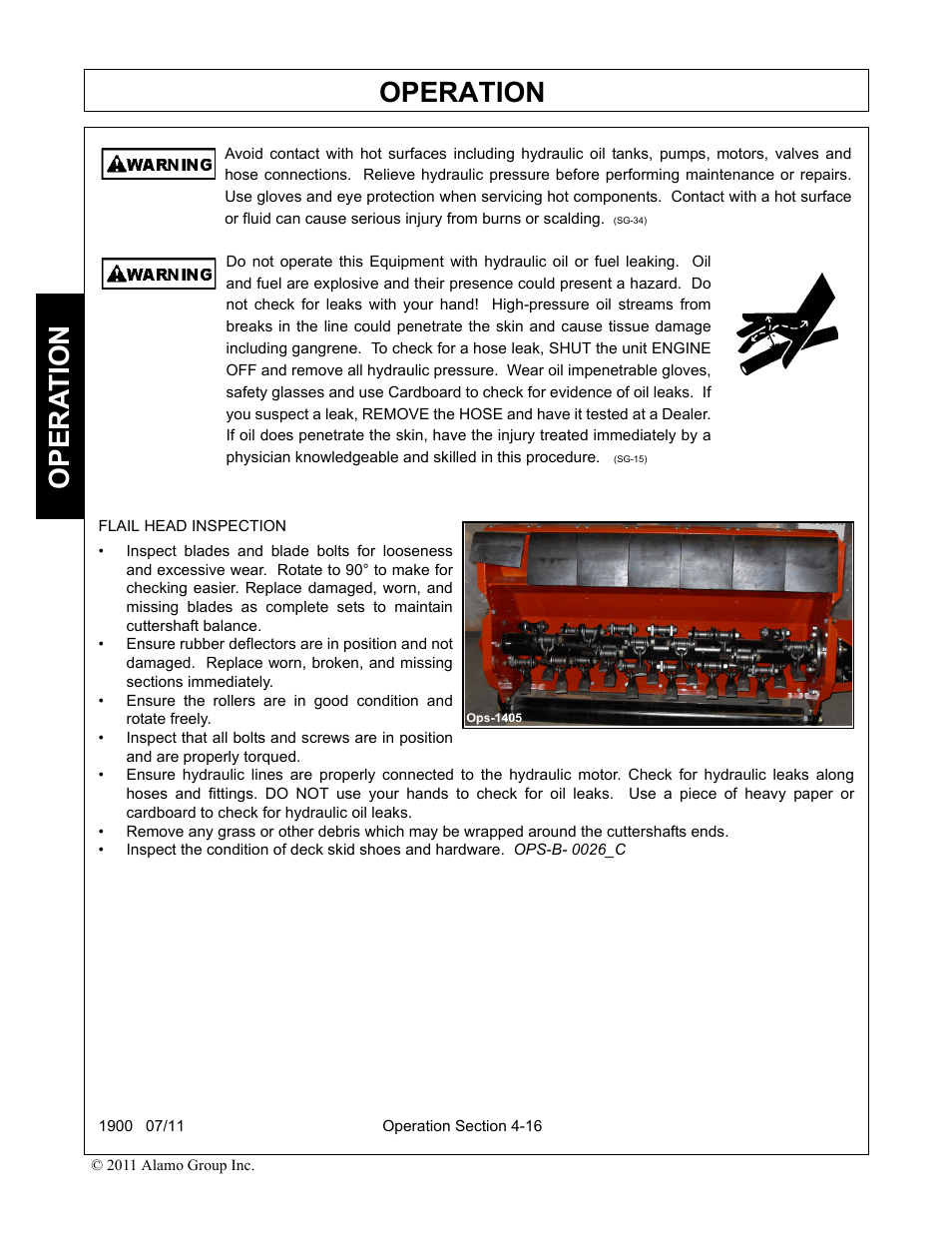 Operation, Opera t ion | Alamo RHINO 1900 User Manual | Page 126 / 198
