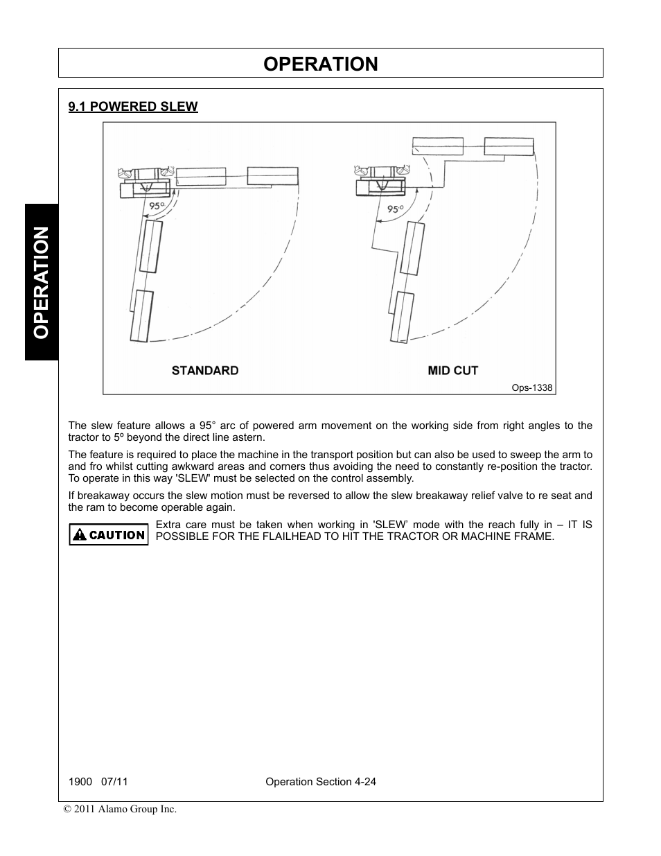1 powered slew, Powered slew -24, Operation | Opera t ion | Alamo RHINO 1900 User Manual | Page 134 / 198