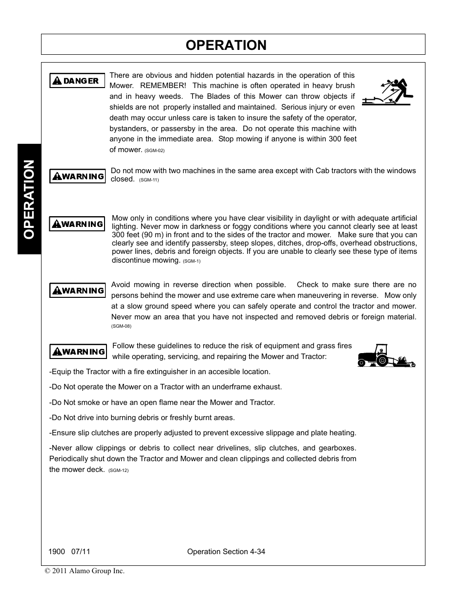 Operation, Opera t ion | Alamo RHINO 1900 User Manual | Page 144 / 198