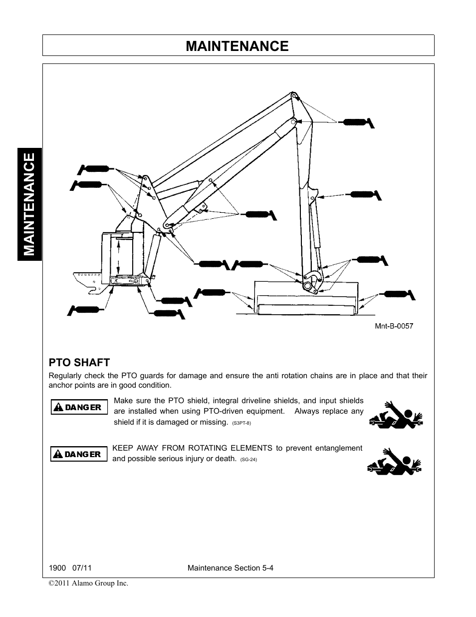 Pto shaft, Pto shaft -4, Maintenance | Alamo RHINO 1900 User Manual | Page 166 / 198