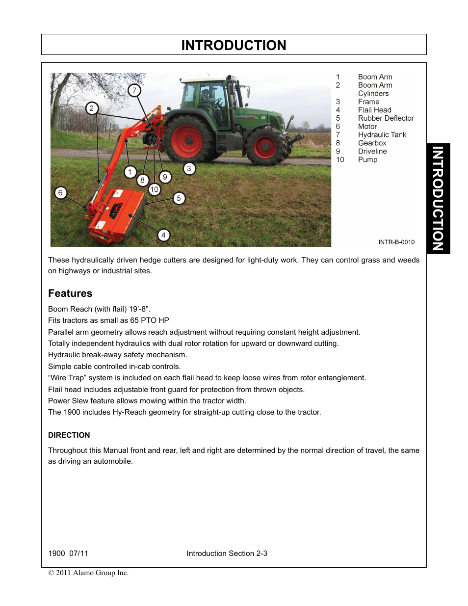 Features, Features -3, Introduction | Alamo RHINO 1900 User Manual | Page 93 / 198