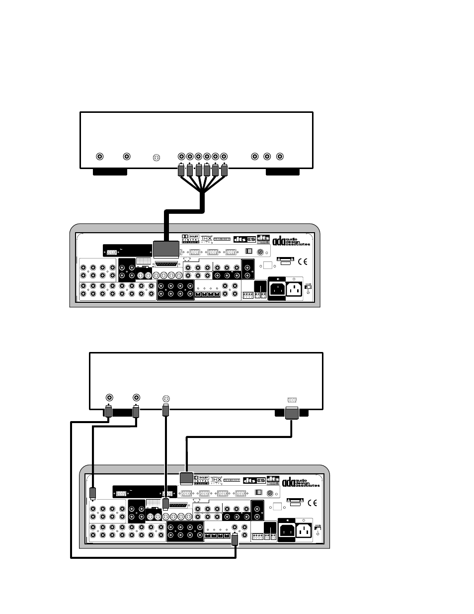 Dvd audio/sacd player connection, Hdtv dvd player connection, Page 13 | Dvd player with dvd audio and/or sacd output, Hdtv dvd player, 115 v, Risk of electric shock do not open, Risque de choc electrique. ne pas ouvrir, 6 channel rca to db-25 multi-channel audio cable, S-video cable | Audio Design Associates Cinema Reference Mach II PTM-8150 User Manual | Page 14 / 113