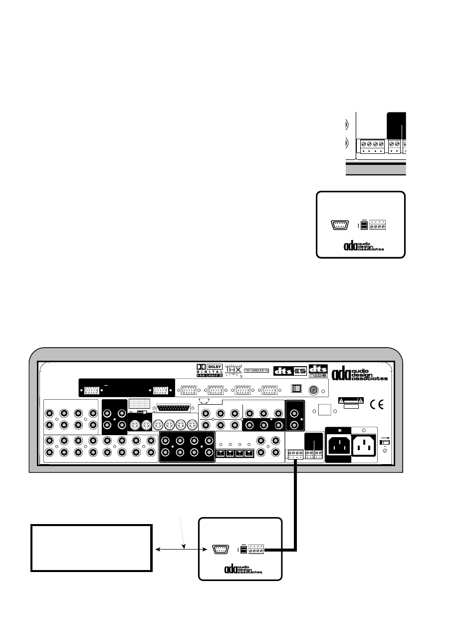 Rs-232 control options, Ada bus data port, Iso-232 ada bus to rs-232 wired i/o device | Rs-232 connection & settings, Page 66, Risque de choc electrique. ne pas ouvrir, Iso-232, Ii h, Ada bus, Rs-232 | Audio Design Associates Cinema Reference Mach II PTM-8150 User Manual | Page 67 / 113