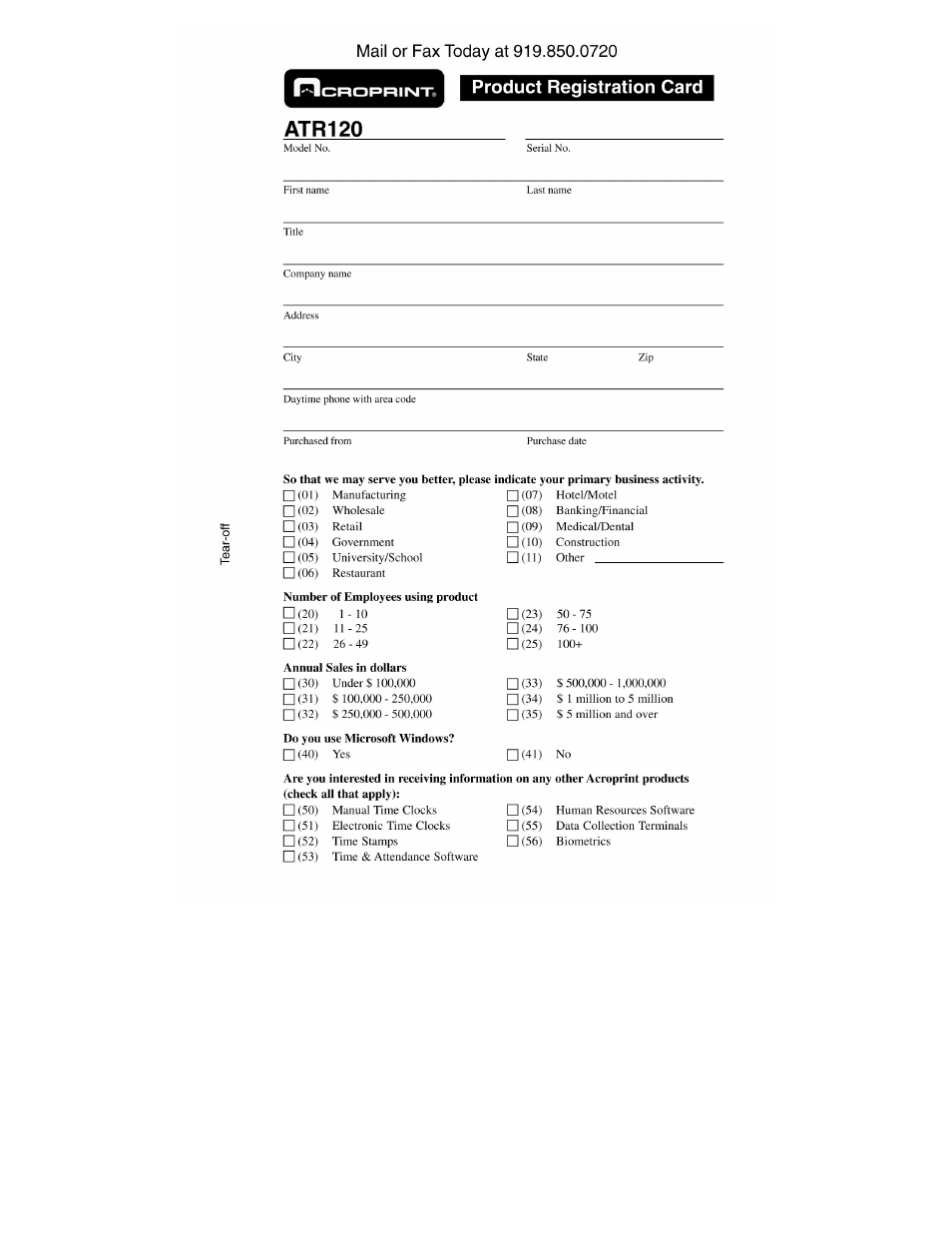 Acroprint ATR120 User Manual | Page 27 / 28