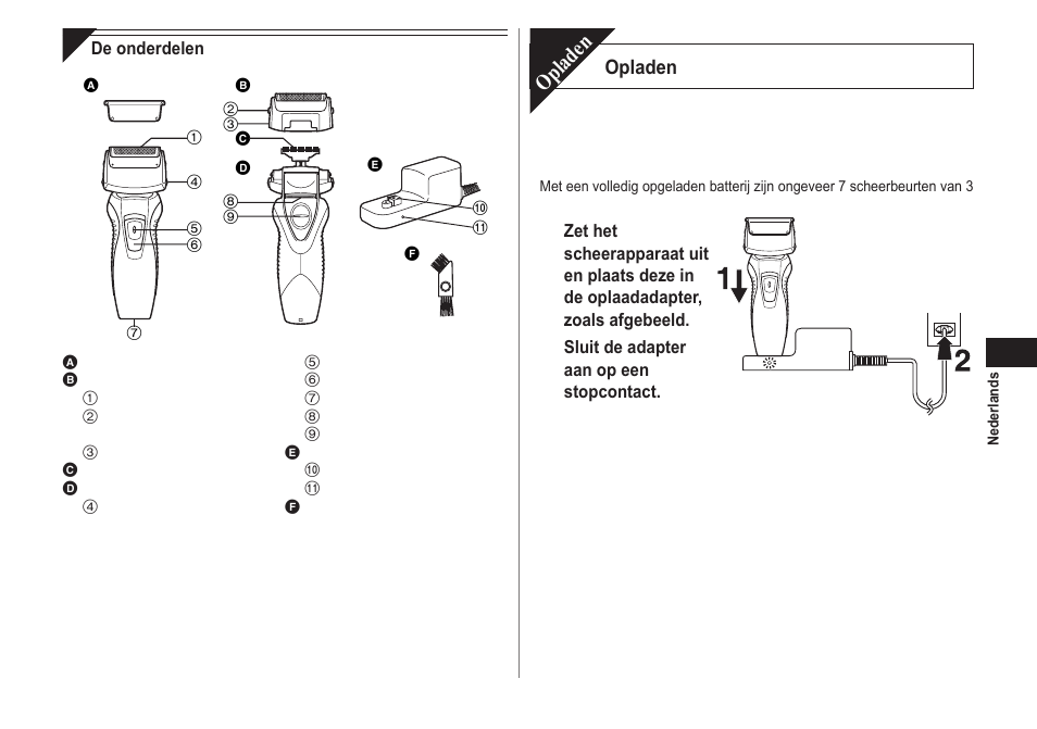 Opladen | Panasonic ESRW30 User Manual | Page 23 / 88