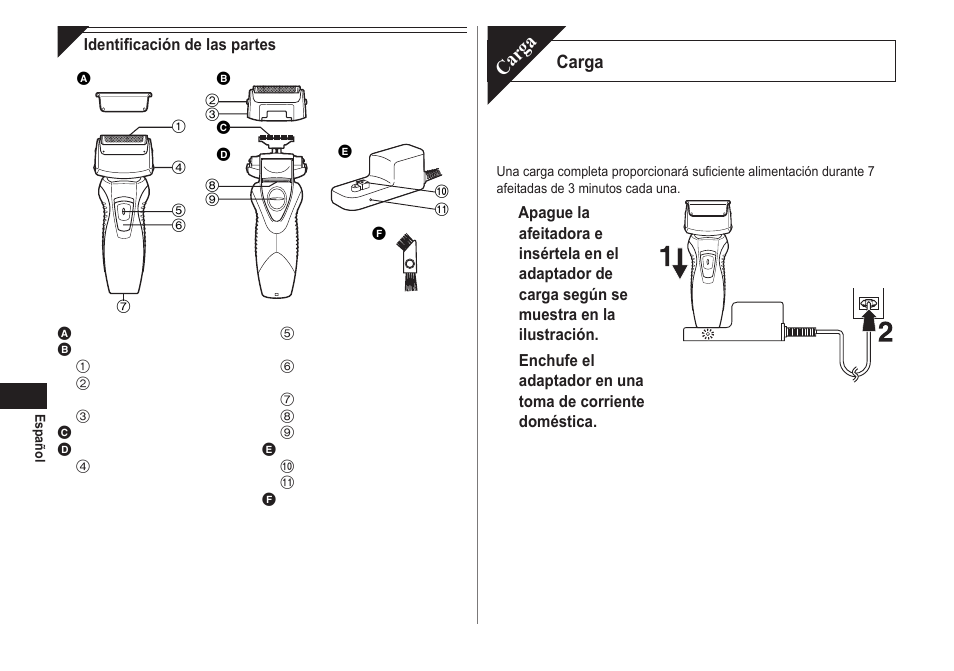 Carga | Panasonic ESRW30 User Manual | Page 28 / 88