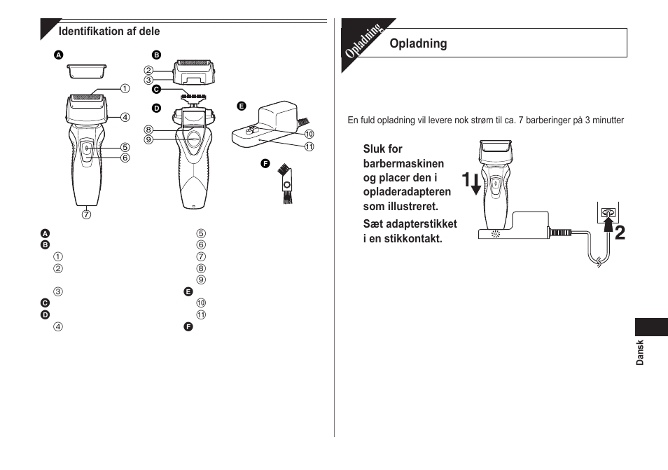 Opladning | Panasonic ESRW30 User Manual | Page 33 / 88