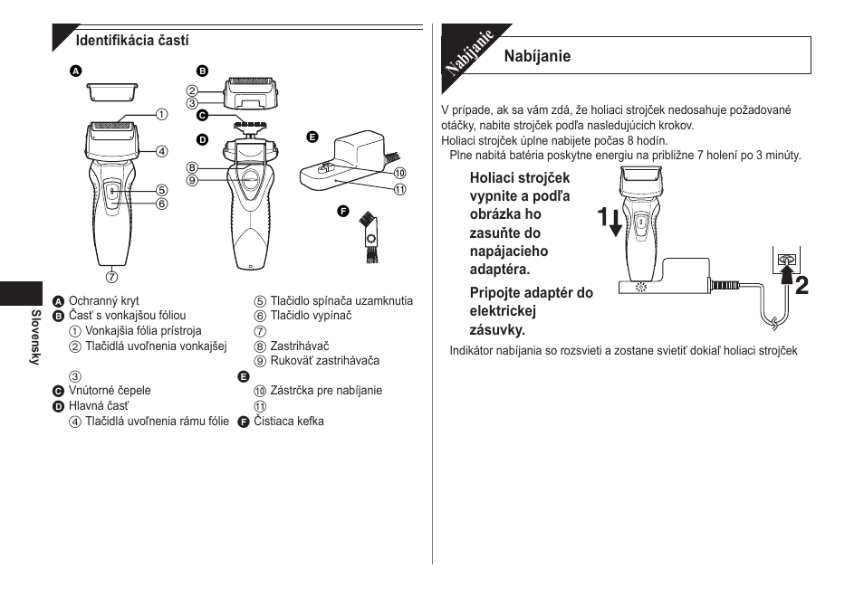 Nabíjanie | Panasonic ESRW30 User Manual | Page 68 / 88