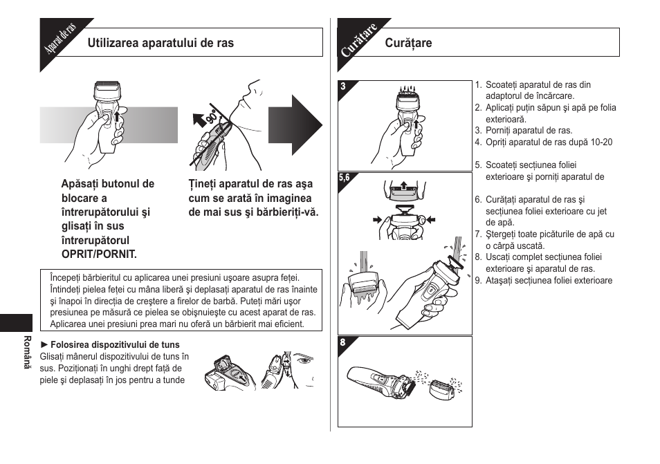 Aparat de ras, Curăţar e | Panasonic ESRW30 User Manual | Page 80 / 88