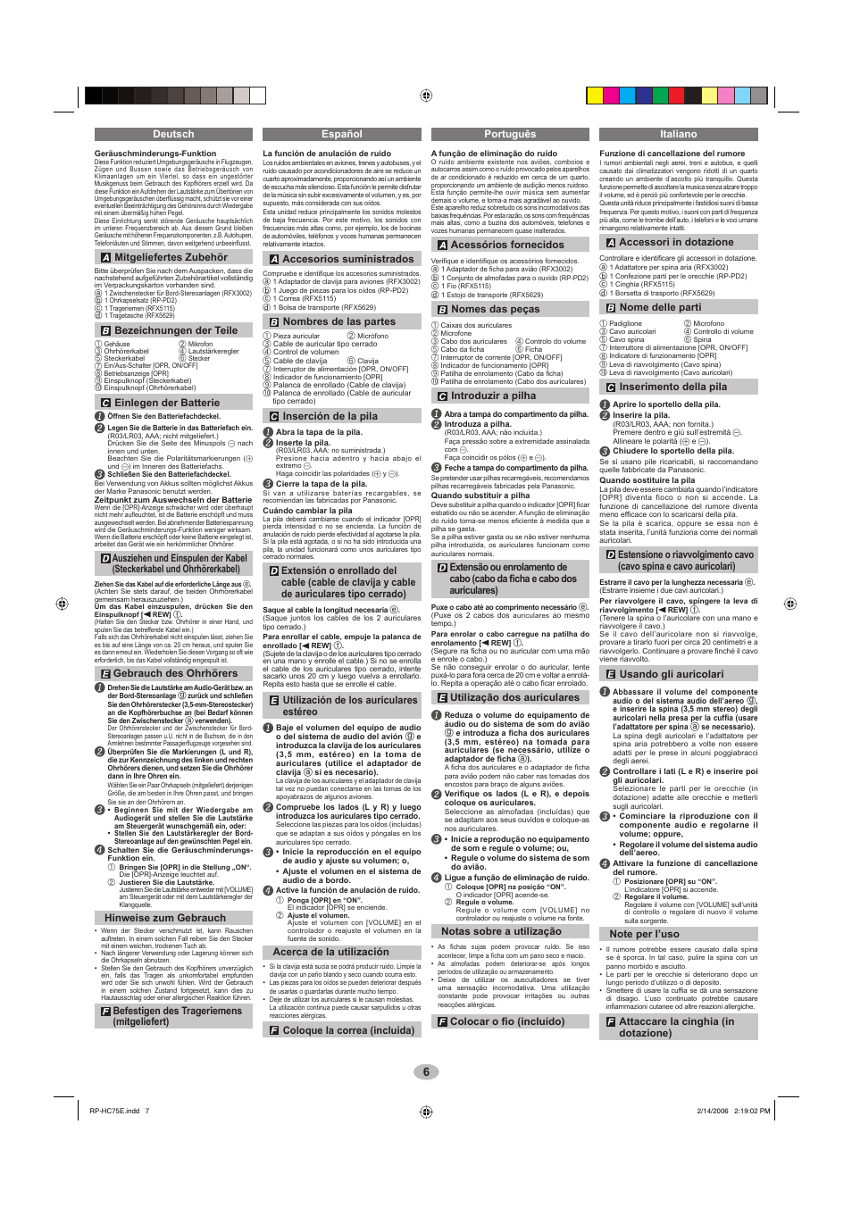 Panasonic RPHC75 User Manual | Page 6 / 8