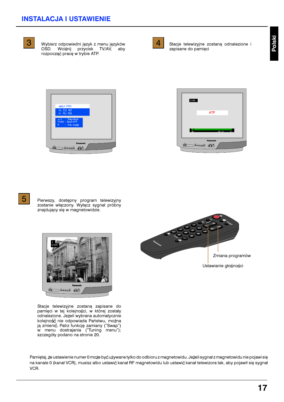 Instalacja i ustawienie | Panasonic TC21S4RP User Manual | Page 17 / 36