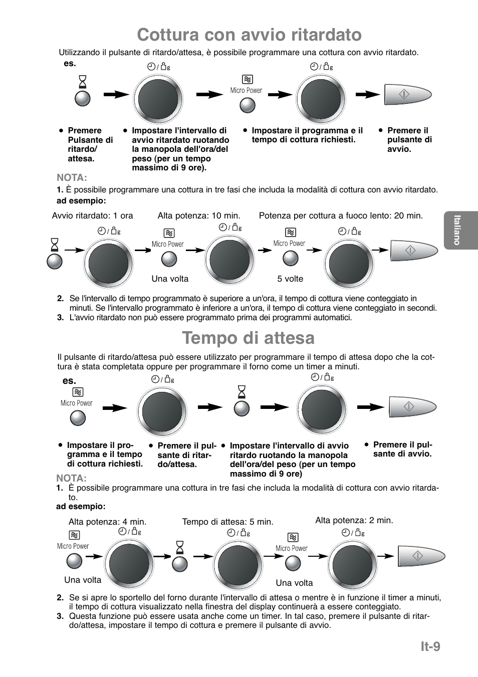 Cottura con avvio ritardato, Tempo di attesa, It-9 | Panasonic NNGD379S User Manual | Page 111 / 303
