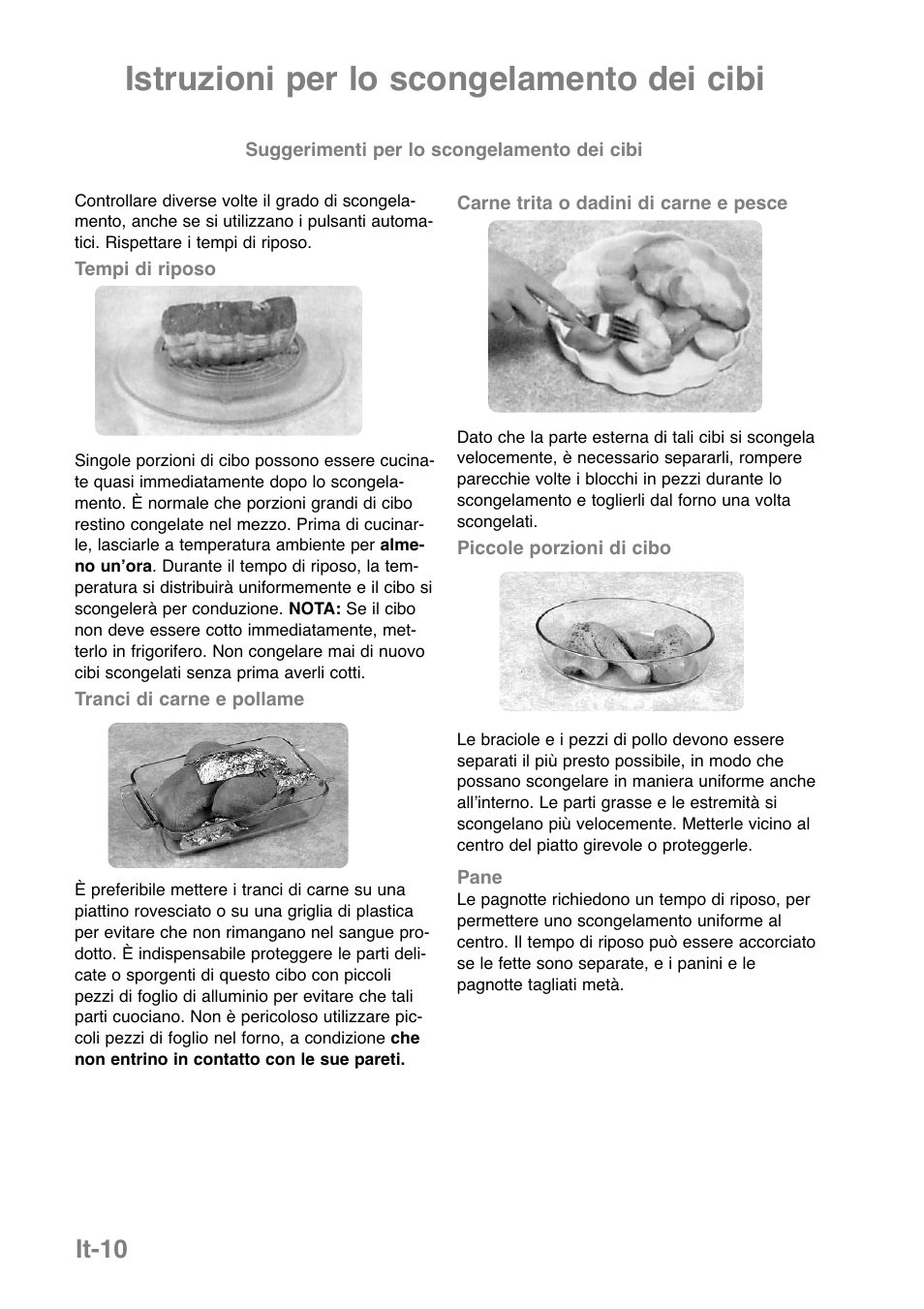 Istruzioni per lo scongelamento dei cibi, It-10 | Panasonic NNGD379S User Manual | Page 112 / 303