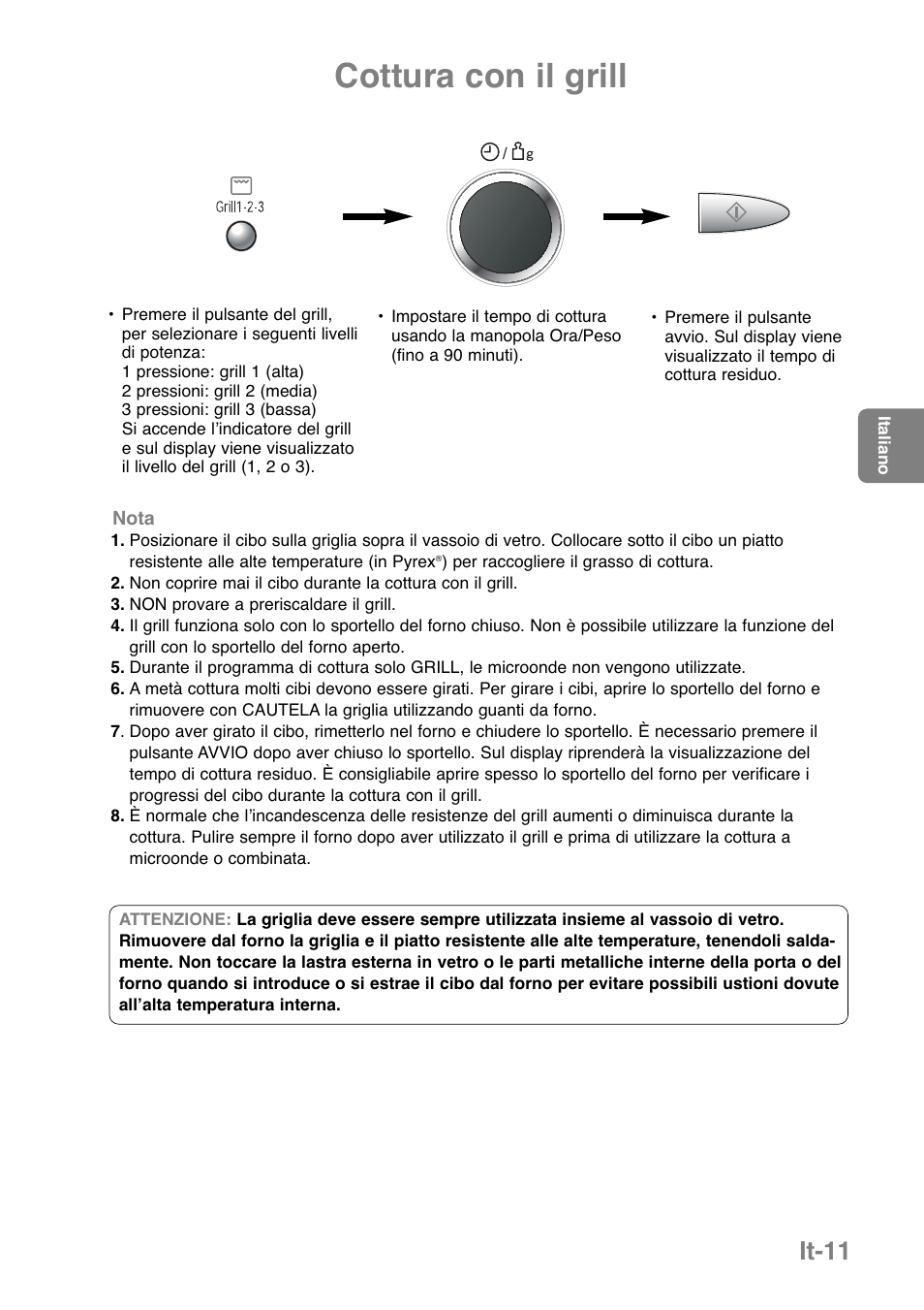 Cottura con il grill, It-11 | Panasonic NNGD379S User Manual | Page 113 / 303
