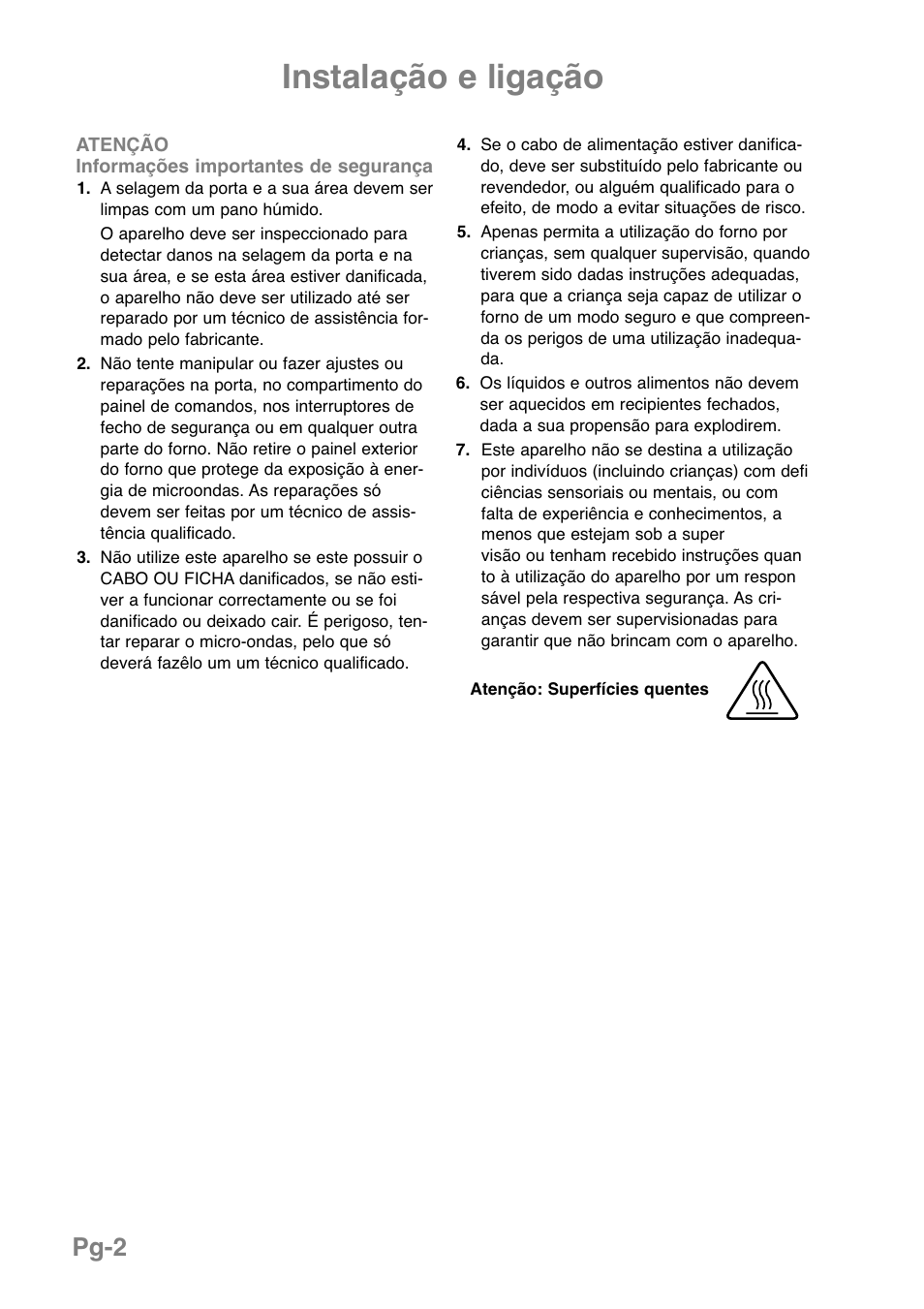 Instalação e ligação, Pg-2 | Panasonic NNGD379S User Manual | Page 144 / 303
